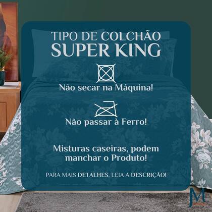 Imagem de Colcha Casal Super King Cama Box Nyla Kit Cobre Leito Dupla Face 200 Fios Estampado Avere