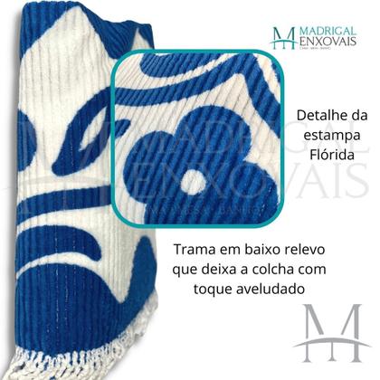 Imagem de Colcha Chenille Jolitex Casal FLÓRIDA Com Franja 2,20x2,40m Azul