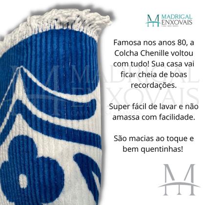 Imagem de Colcha Chenille Jolitex Casal FLÓRIDA Com Franja 2,20x2,40m Azul