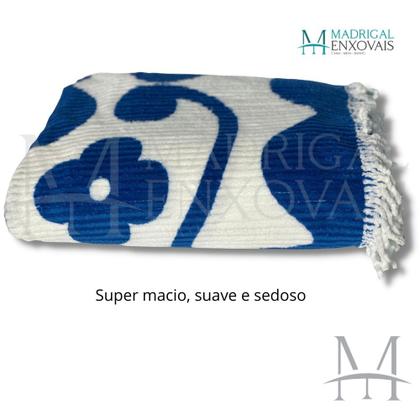 Imagem de Colcha Chenille Jolitex Casal FLÓRIDA Com Franja 2,20x2,40m Azul