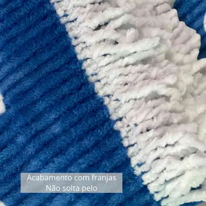 Imagem de Colcha Chenille Jolitex Queen Com Franja 2,20x2,40m Azul