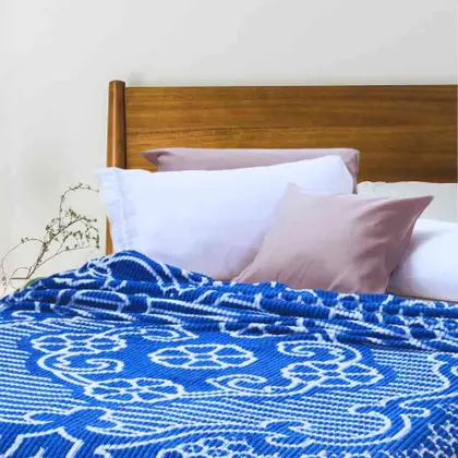 Imagem de Colcha Chenille Jolitex Queen Com Franja 2,20x2,40m Azul