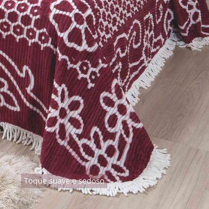 Imagem de Colcha Chenille Jolitex Queen Com Franja 2,20x2,40m Vinho
