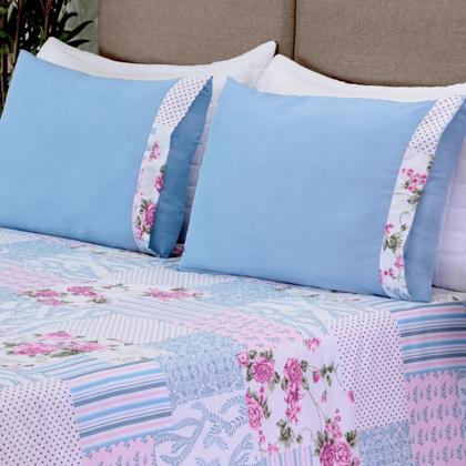 Imagem de Colcha Cobre Leito Cama Casal Queen Size 03 Peças Floral Premium Entrega Imediata