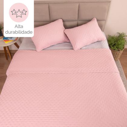 Imagem de Colcha Cobre Leito Casal kit 3 peças Dupla Face Micro Percal Macio Ultrassônico - BF Colchões