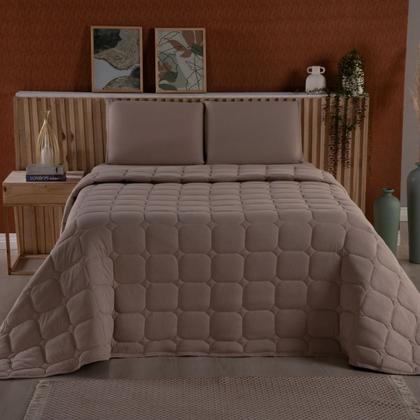 Imagem de Colcha Cobre Leito Casal Queen Malha 100% Algodão 3 Peças Dupla Face Matelado Luxo