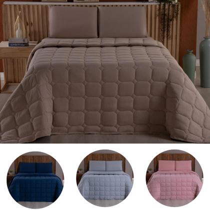 Imagem de Colcha Cobre Leito King 3 Peças 100% Algodão Malha Dupla Face Matelado