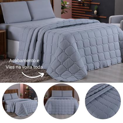 Imagem de Colcha Cobre Leito King 3 Peças 100% Algodão Malha Dupla Face Matelado