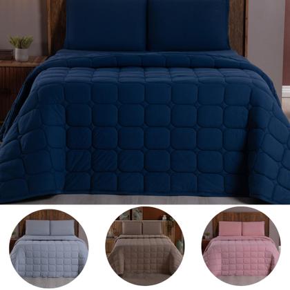 Imagem de Colcha Cobre Leito King 3 Peças 100% Algodão Malha Dupla Face Matelado