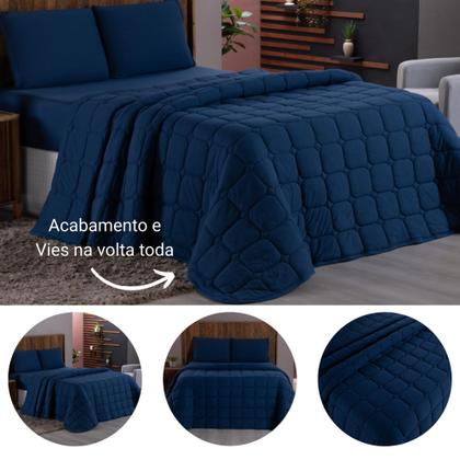 Imagem de Colcha Cobre Leito King 3 Peças 100% Algodão Malha Dupla Face Matelado