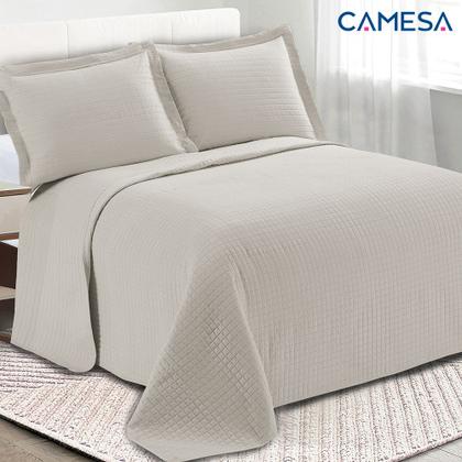 Imagem de Colcha Cobre Leito King kit 3 peças Dupla Face Microfibra Soft Ultrassônico - Camesa