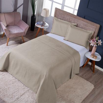 Imagem de Colcha Cobre Leito King Size Dupla Face 200 Fios 3 Peças Com Porta travesseiro Matelado Premium Luxo Siena Roll