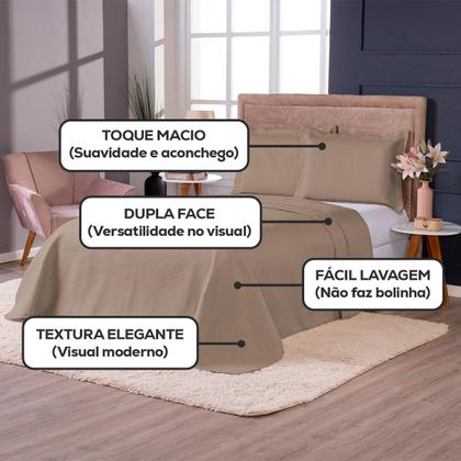Imagem de Colcha Cobre Leito King Size Dupla Face 200 Fios 3 Peças Com Porta travesseiro Matelado Premium Luxo Siena Roll