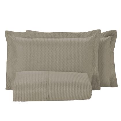 Imagem de Colcha Cobre Leito King Size Dupla Face 200 Fios 3 Peças Com Porta travesseiro Matelado Premium Luxo Siena Roll