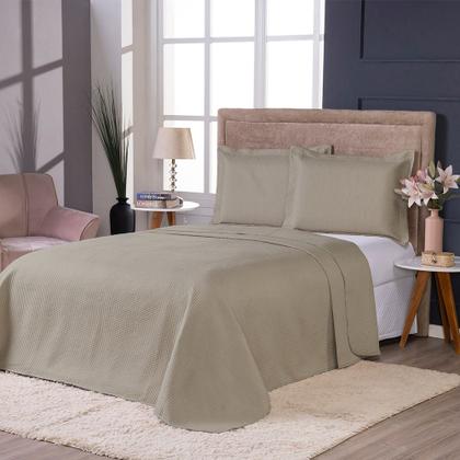 Imagem de Colcha Cobre Leito King Size Dupla Face 200 Fios 3 Peças Com Porta travesseiro Matelado Premium Luxo Siena Roll