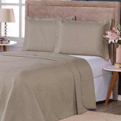 Imagem de Colcha Cobre Leito King Size Dupla Face 200 Fios 3 Peças Com Porta travesseiro Matelado Premium Luxo Siena Roll