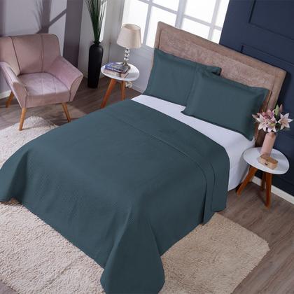 Imagem de Colcha Cobre Leito King Size Dupla Face 200 Fios 3 Peças Com Porta travesseiro Matelado Premium Luxo Siena Roll