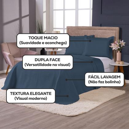 Imagem de Colcha Cobre Leito King Size Dupla Face 200 Fios 3 Peças Com Porta travesseiro Matelado Premium Luxo Siena Roll