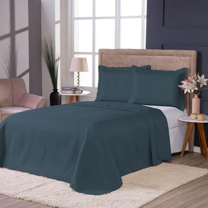 Imagem de Colcha Cobre Leito King Size Dupla Face 200 Fios 3 Peças Com Porta travesseiro Matelado Premium Luxo Siena Roll