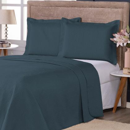 Imagem de Colcha Cobre Leito King Size Dupla Face 200 Fios 3 Peças Com Porta travesseiro Matelado Premium Luxo Siena Roll