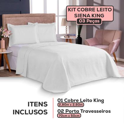Imagem de Colcha Cobre Leito King Size Dupla Face 200 Fios 3 Peças Com Porta travesseiro Matelado Premium Luxo Siena Roll