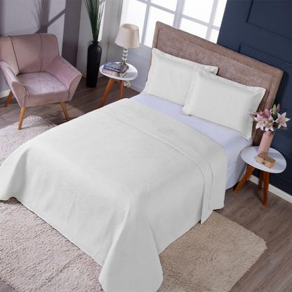 Imagem de Colcha Cobre Leito King Size Dupla Face 200 Fios 3 Peças Com Porta travesseiro Matelado Premium Luxo Siena Roll