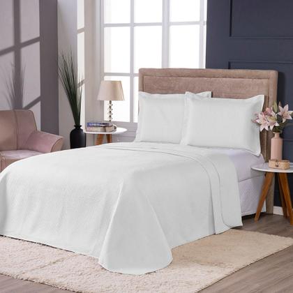 Imagem de Colcha Cobre Leito King Size Dupla Face 200 Fios 3 Peças Com Porta travesseiro Matelado Premium Luxo Siena Roll