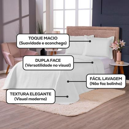 Imagem de Colcha Cobre Leito King Size Dupla Face 200 Fios 3 Peças Com Porta travesseiro Matelado Premium Luxo Siena Roll