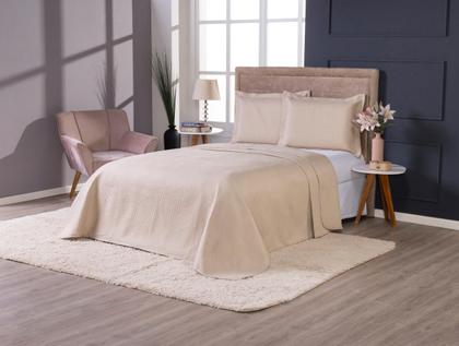 Imagem de Colcha Cobre Leito King Size Dupla Face 200 Fios 3 Peças Com Porta travesseiro Matelado Premium Luxo Siena Roll