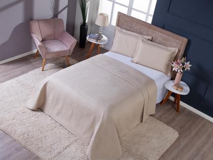 Imagem de Colcha Cobre Leito King Size Dupla Face 200 Fios 3 Peças Com Porta travesseiro Matelado Premium Luxo Siena Roll