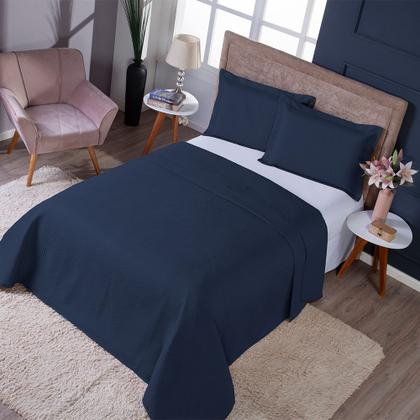 Imagem de Colcha Cobre Leito King Size Dupla Face 200 Fios 3 Peças Com Porta travesseiro Matelado Premium Luxo Siena Roll