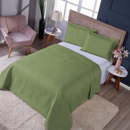 Imagem de Colcha Cobre Leito King Size Dupla Face 200 Fios 3 Peças Com Porta travesseiro Matelado Premium Luxo Siena Roll