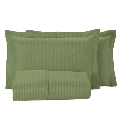 Imagem de Colcha Cobre Leito King Size Dupla Face 200 Fios 3 Peças Com Porta travesseiro Matelado Premium Luxo Siena Roll