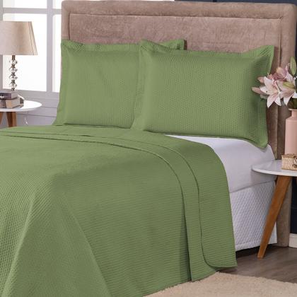 Imagem de Colcha Cobre Leito King Size Dupla Face 200 Fios 3 Peças Com Porta travesseiro Matelado Premium Luxo Siena Roll