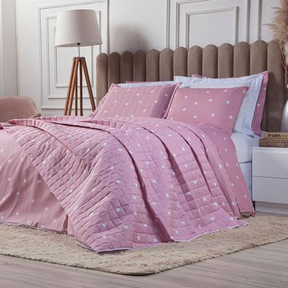 Imagem de Colcha Cobre Leito Matelado Cama Queen 3 Peças Algodão Misto
