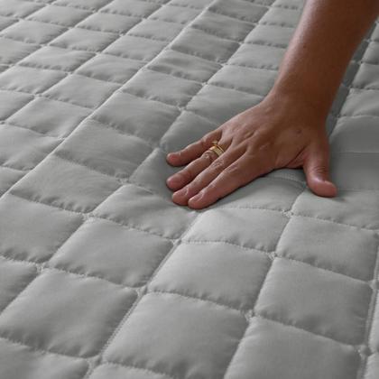 Imagem de Colcha Cobre Leito Matelado Queen 3 Pçs Dupla Face Déli Cinza