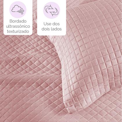 Imagem de Colcha Cobre Leito Queen kit 3 peças Dupla Face Microfibra Soft Ultrassônico - Camesa