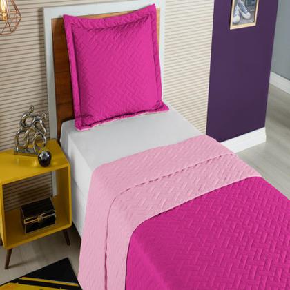 Imagem de Colcha Cobre Leito Roupa De Cama Solteiro 2 Pçs Matelado Quarto Infantil Menina Pink Macio Luxo