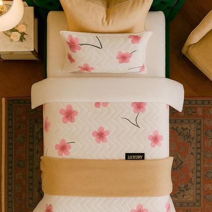 Imagem de Colcha Cobre Leito Solteiro 200 Fios 2 Peças Com Porta travesseiro Matelado Premium Luxo