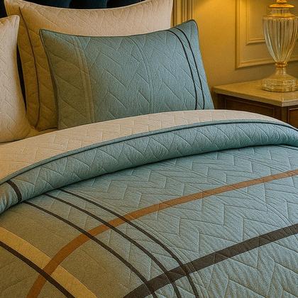 Imagem de Colcha Cobre Leito Solteiro 200 Fios 2 Peças Com Porta travesseiro Matelado Premium Luxo