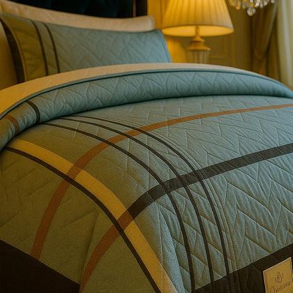 Imagem de Colcha Cobre Leito Solteiro 200 Fios 2 Peças Com Porta travesseiro Matelado Premium Luxo