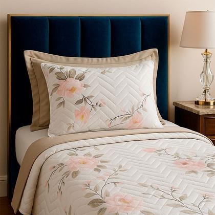 Imagem de Colcha Cobre Leito Solteiro 200 Fios 2 Peças Com Porta travesseiro Matelado Premium Luxo