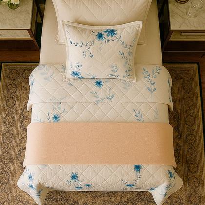 Imagem de Colcha Cobre Leito Solteiro 200 Fios 2 Peças Com Porta travesseiro Matelado Premium Luxo