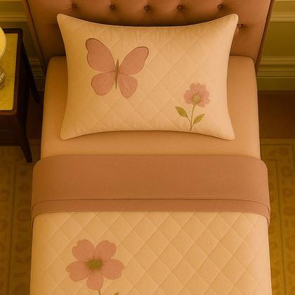 Imagem de Colcha Cobre Leito Solteiro 200 Fios 2 Peças Com Porta travesseiro Matelado Premium Luxo