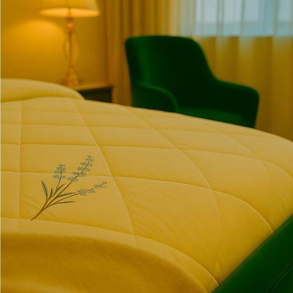 Imagem de Colcha Cobre Leito Solteiro 200 Fios 2 Peças Com Porta travesseiro Matelado Premium Luxo