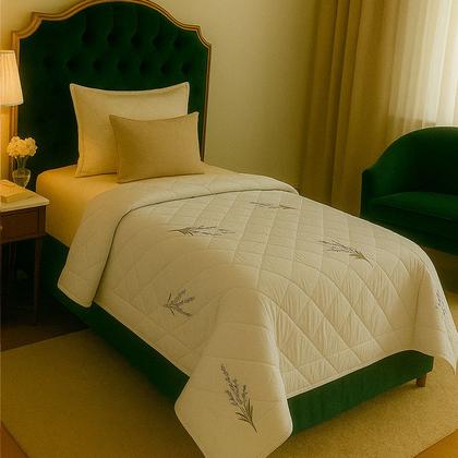 Imagem de Colcha Cobre Leito Solteiro 200 Fios 2 Peças Com Porta travesseiro Matelado Premium Luxo