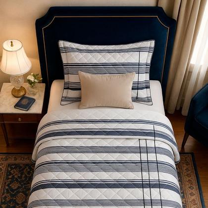 Imagem de Colcha Cobre Leito Solteiro 200 Fios 2 Peças Com Porta travesseiro Matelado Premium Luxo