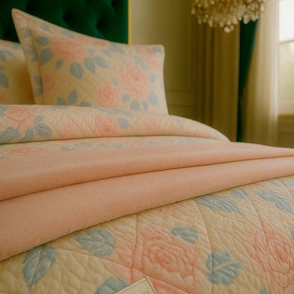 Imagem de Colcha Cobre Leito Solteiro 200 Fios 2 Peças Com Porta travesseiro Matelado Premium Luxo