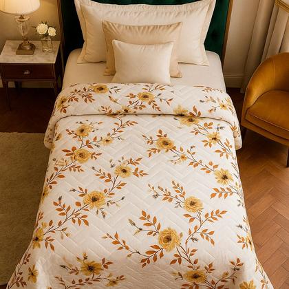 Imagem de Colcha Cobre Leito Solteiro 200 Fios 2 Peças Com Porta travesseiro Matelado Premium Luxo