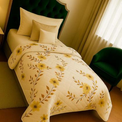 Imagem de Colcha Cobre Leito Solteiro 200 Fios 2 Peças Com Porta travesseiro Matelado Premium Luxo